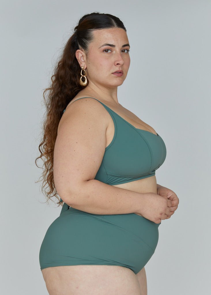 טופ ביקיני מרובע - ירוק זית - נינה