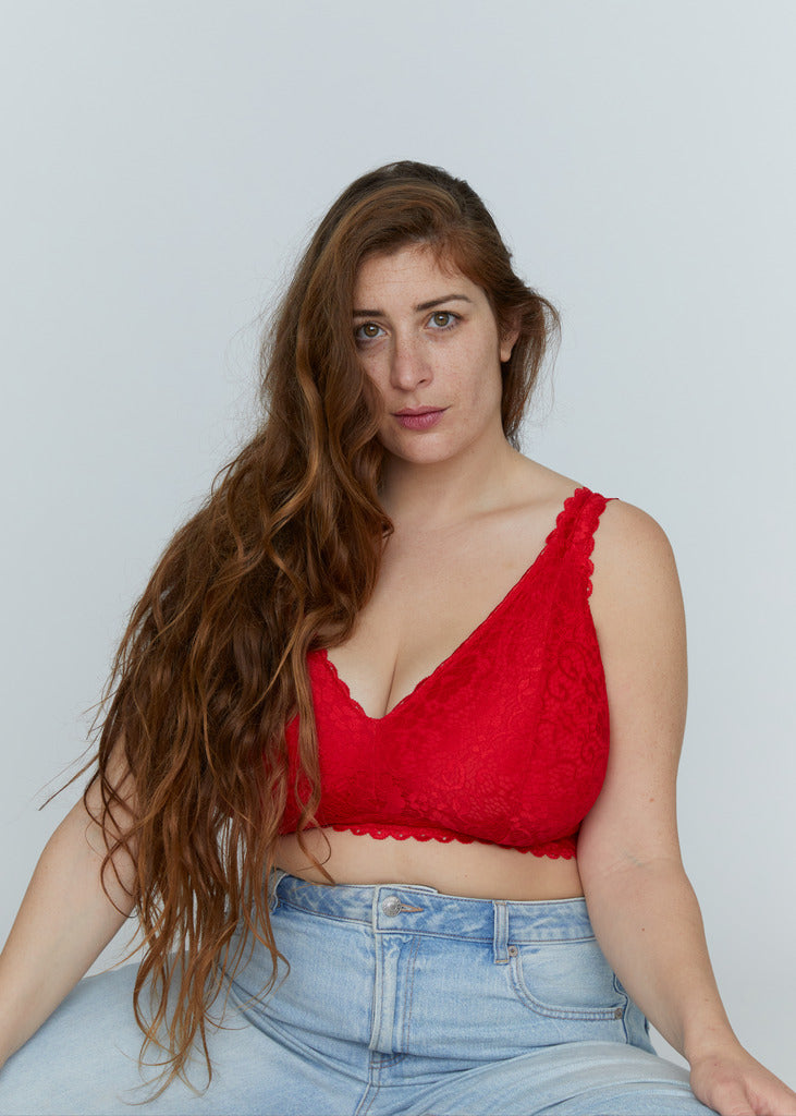חזייה ללא ברזלים מידות גדולות - קימי - אדומה